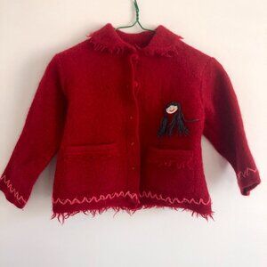 RARE VTG 4-5YO COAT JACKET 100% WOOL FRENCH DESIGNER LILI PARAPLUIE EMBROIDERY